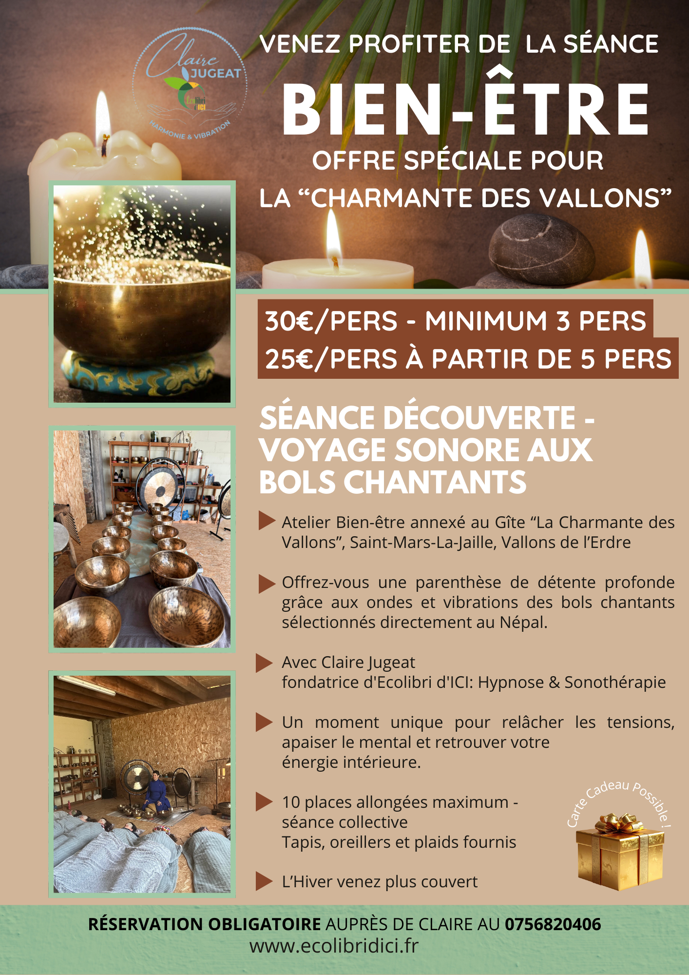 Flyer séjour bien-être tourisme moderne montage photos marron blanc noir - bien être