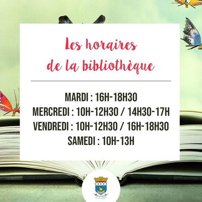 Affichage avec les horaires de la bibliothèque du Pouliguen_1