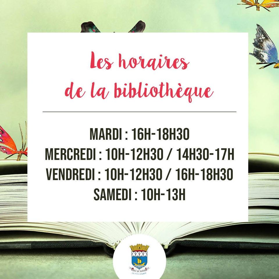 Affichage avec les horaires de la bibliothèque du Pouliguen_1